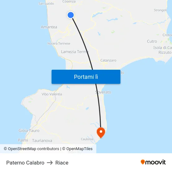 Paterno Calabro to Riace map