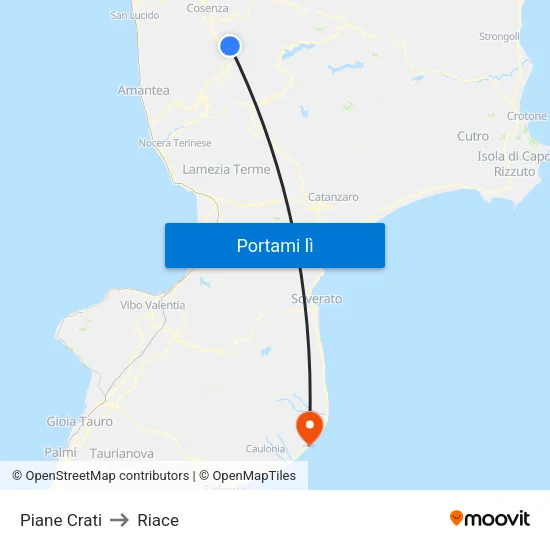 Piane Crati to Riace map