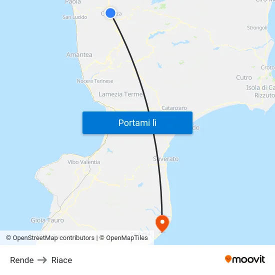 Rende to Riace map