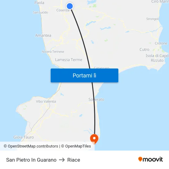 San Pietro In Guarano to Riace map