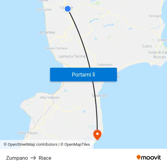 Zumpano to Riace map