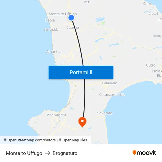 Montalto Uffugo to Brognaturo map