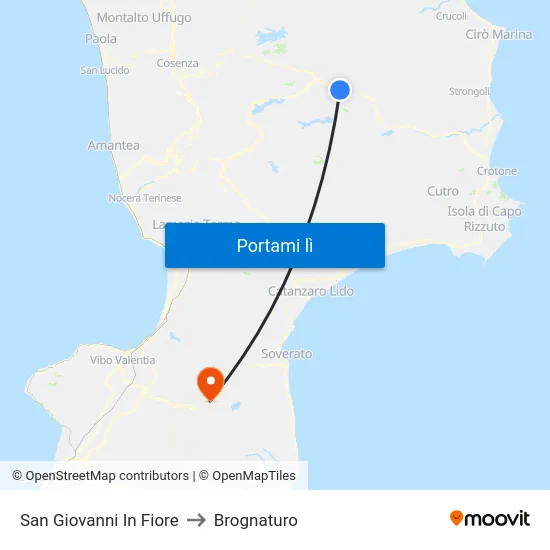 San Giovanni In Fiore to Brognaturo map