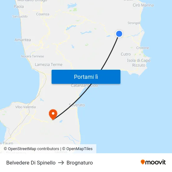 Belvedere Di Spinello to Brognaturo map
