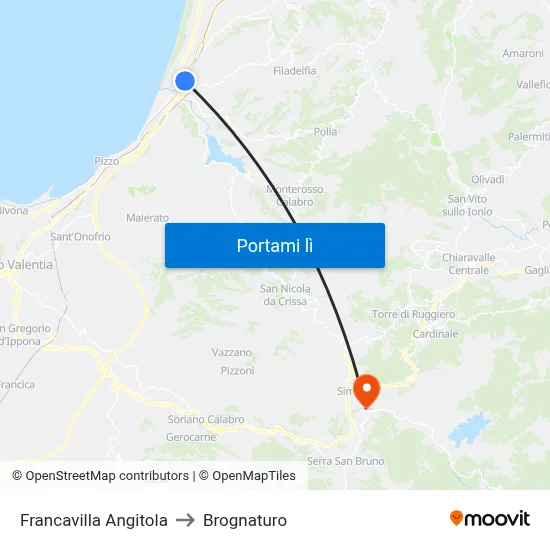 Francavilla Angitola to Brognaturo map