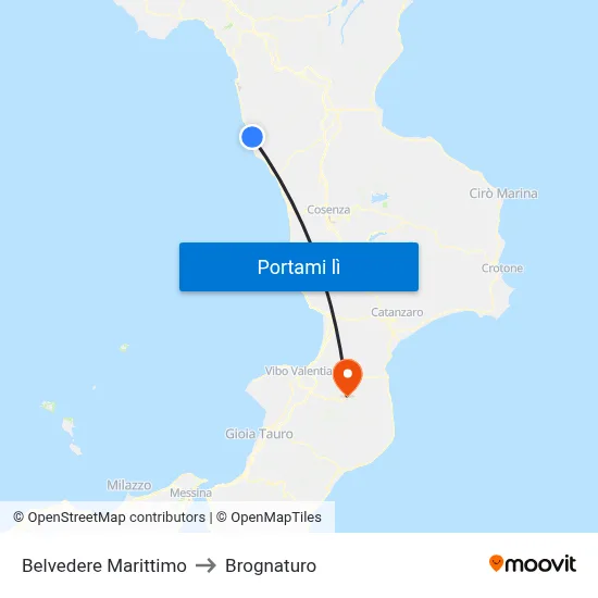 Belvedere Marittimo to Brognaturo map