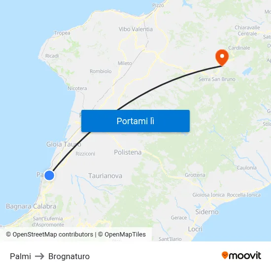 Palmi to Brognaturo map