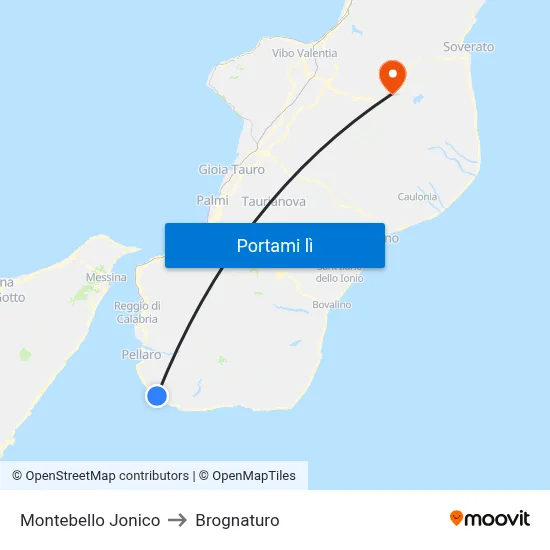 Montebello Jonico to Brognaturo map