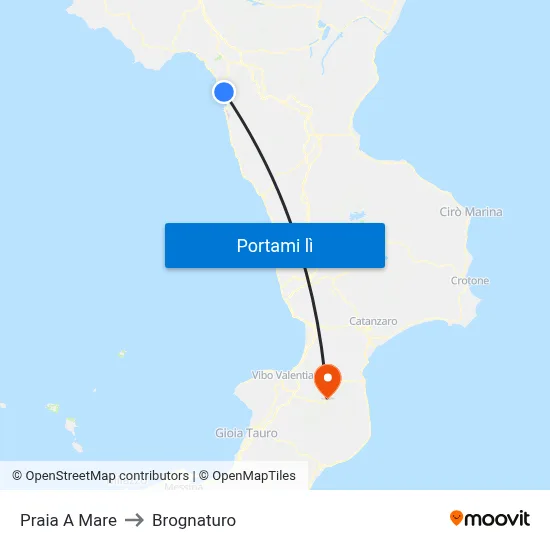Praia A Mare to Brognaturo map