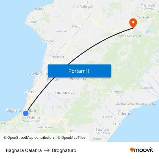 Bagnara Calabra to Brognaturo map