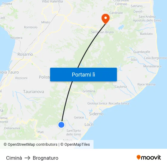 Ciminà to Brognaturo map