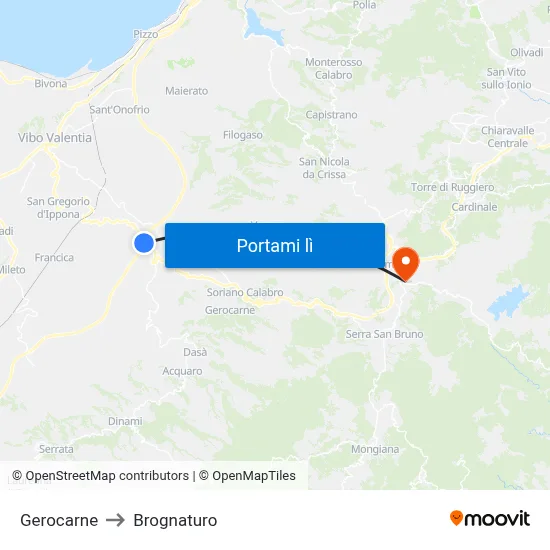Gerocarne to Brognaturo map