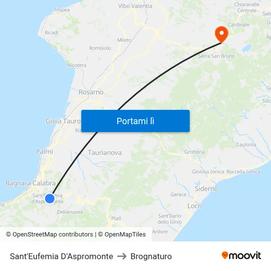 Sant'Eufemia D'Aspromonte to Brognaturo map