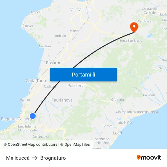 Melicuccà to Brognaturo map
