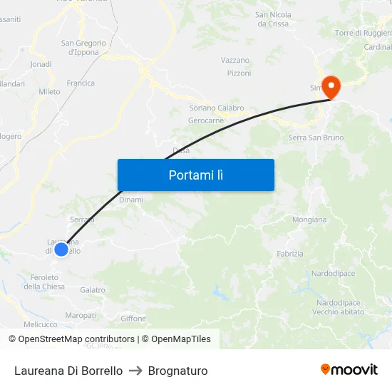 Laureana Di Borrello to Brognaturo map