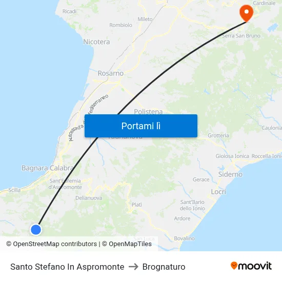 Santo Stefano In Aspromonte to Brognaturo map