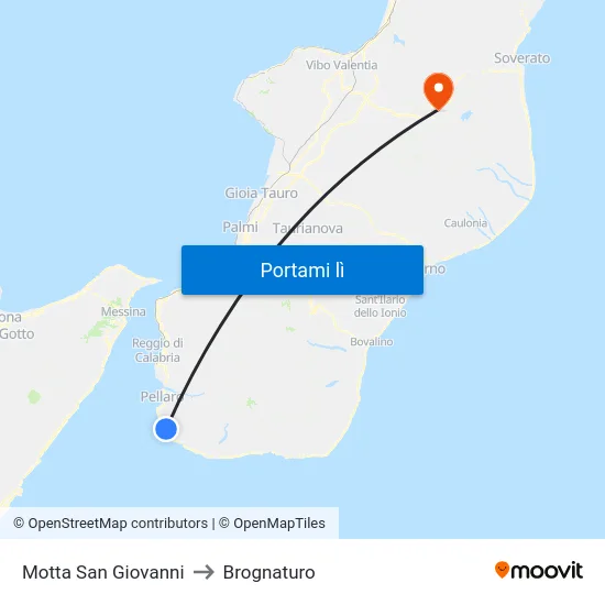 Motta San Giovanni to Brognaturo map