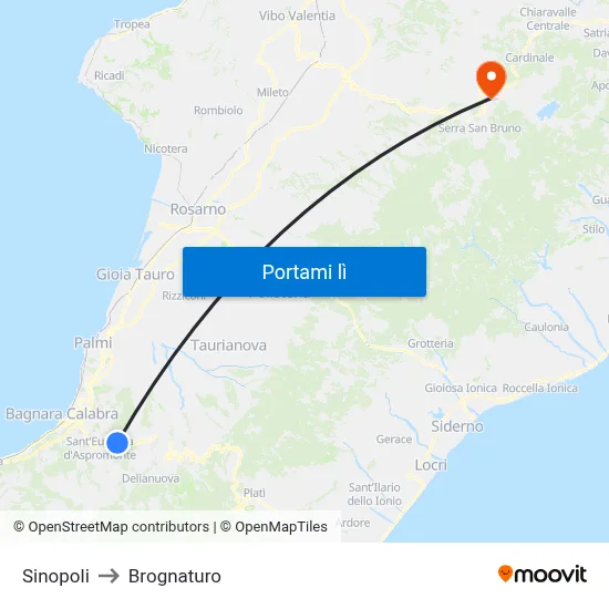 Sinopoli to Brognaturo map