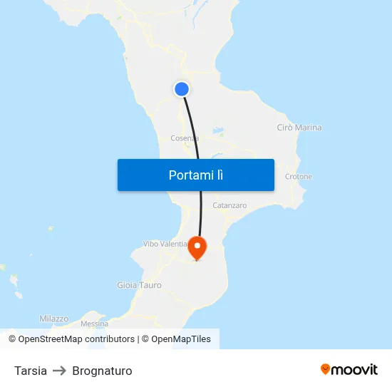 Tarsia to Brognaturo map