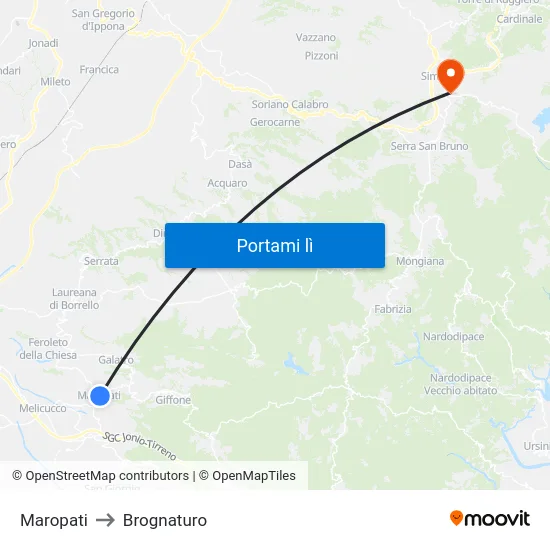 Maropati to Brognaturo map