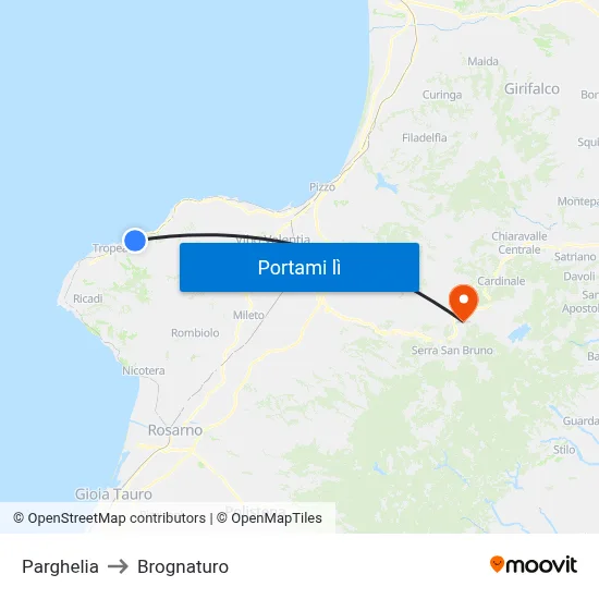 Parghelia to Brognaturo map