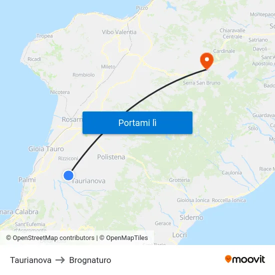 Taurianova to Brognaturo map