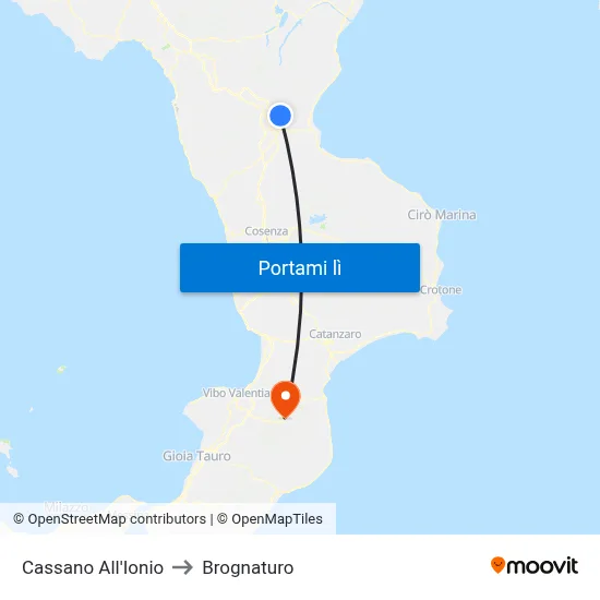 Cassano All'Ionio to Brognaturo map