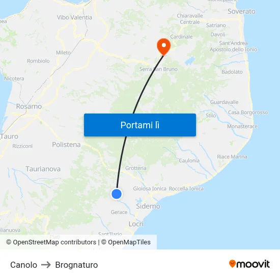 Canolo to Brognaturo map