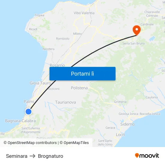 Seminara to Brognaturo map