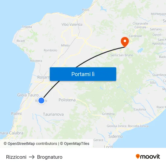 Rizziconi to Brognaturo map