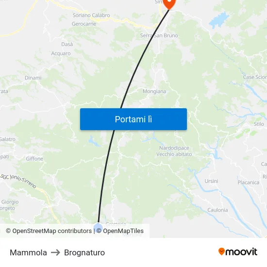 Mammola to Brognaturo map