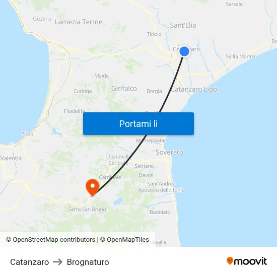 Catanzaro to Brognaturo map