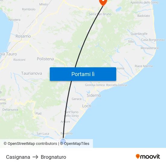 Casignana to Brognaturo map