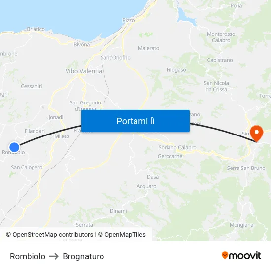 Rombiolo to Brognaturo map