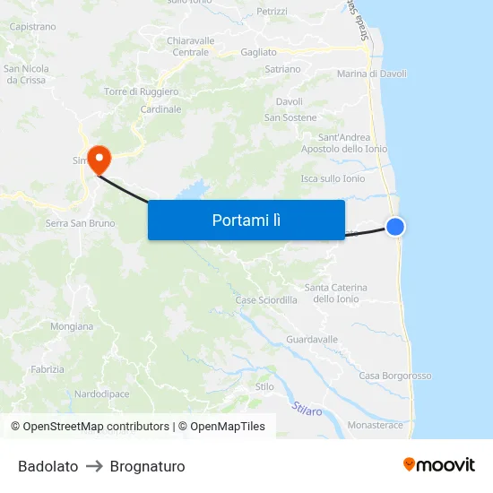 Badolato to Brognaturo map