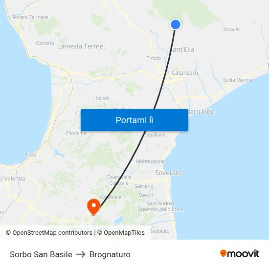 Sorbo San Basile to Brognaturo map