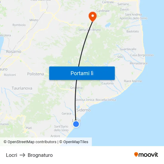 Locri to Brognaturo map
