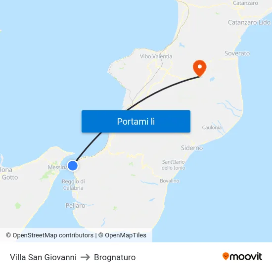 Villa San Giovanni to Brognaturo map