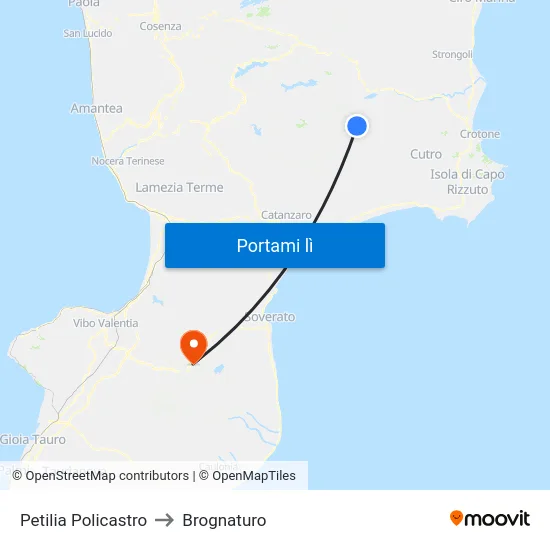 Petilia Policastro to Brognaturo map