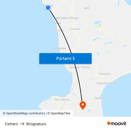 Cetraro to Brognaturo map