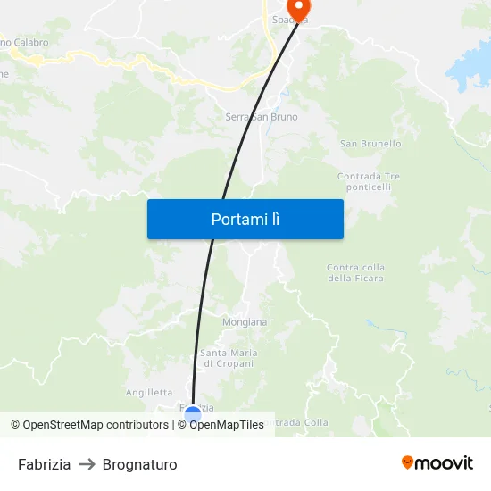 Fabrizia to Brognaturo map