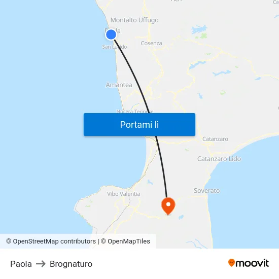 Paola to Brognaturo map