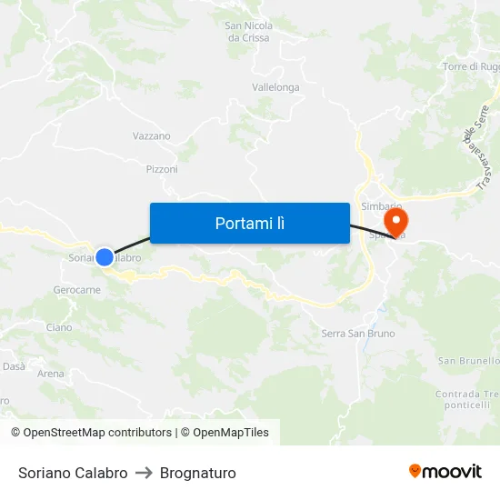 Soriano Calabro to Brognaturo map