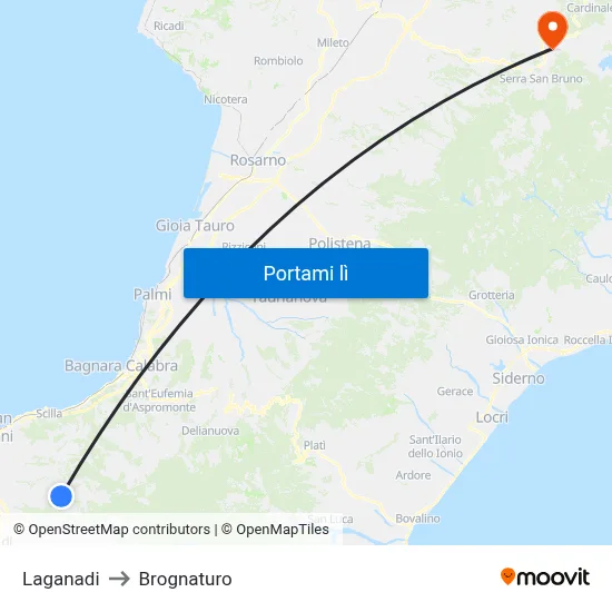 Laganadi to Brognaturo map