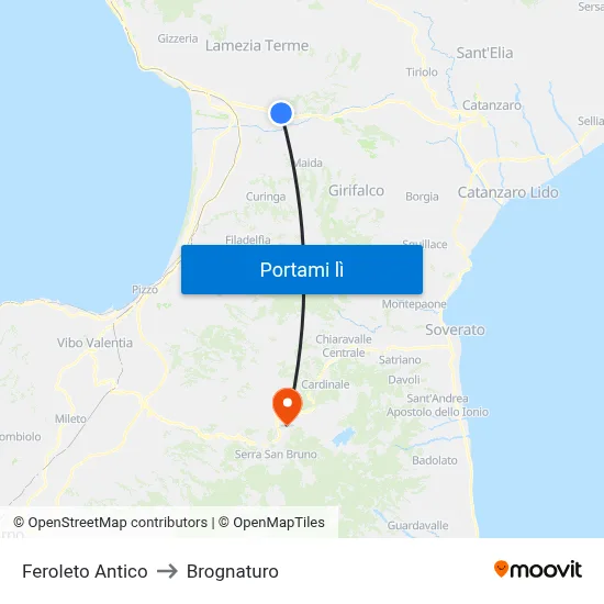Feroleto Antico to Brognaturo map