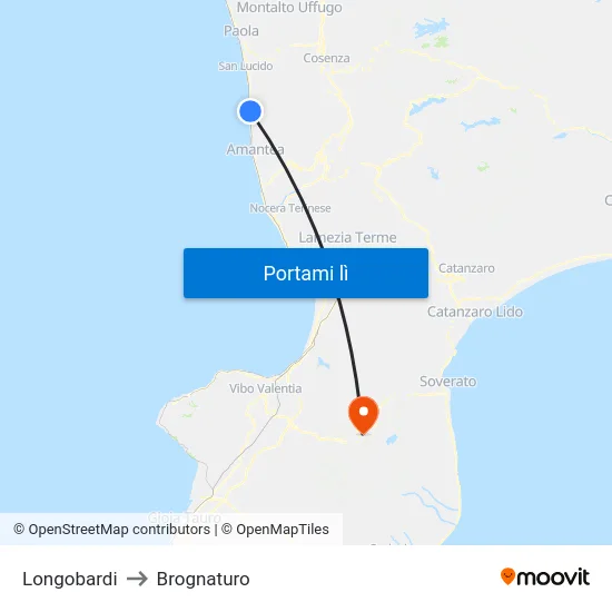 Longobardi to Brognaturo map