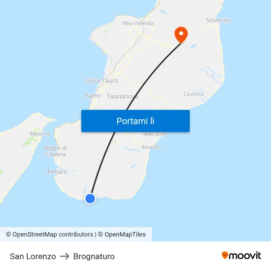San Lorenzo to Brognaturo map