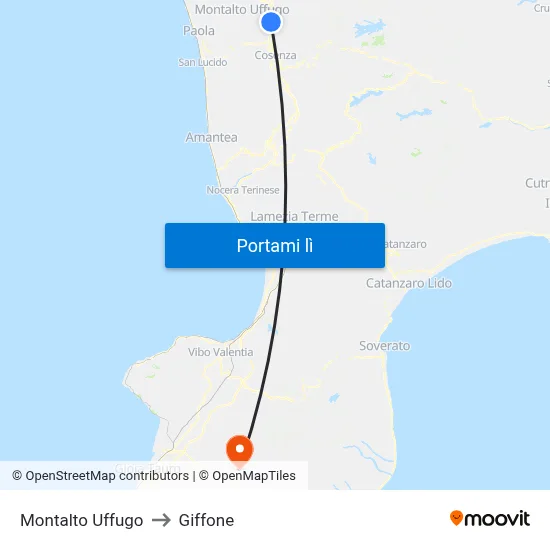 Montalto Uffugo to Giffone map