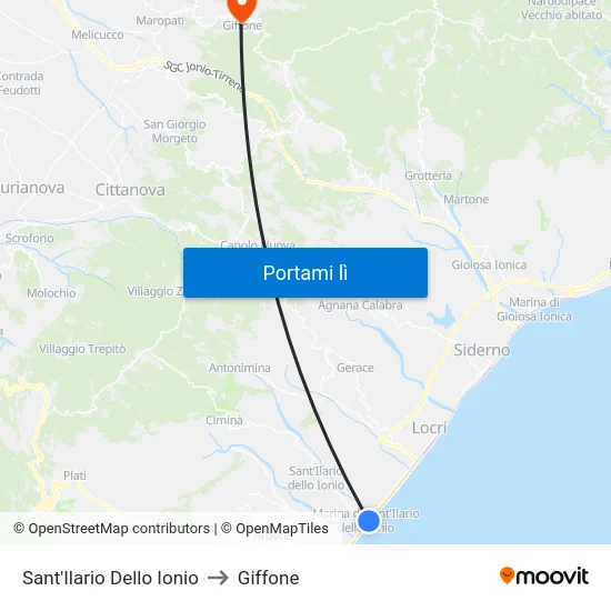 Sant'Ilario Dello Ionio to Giffone map