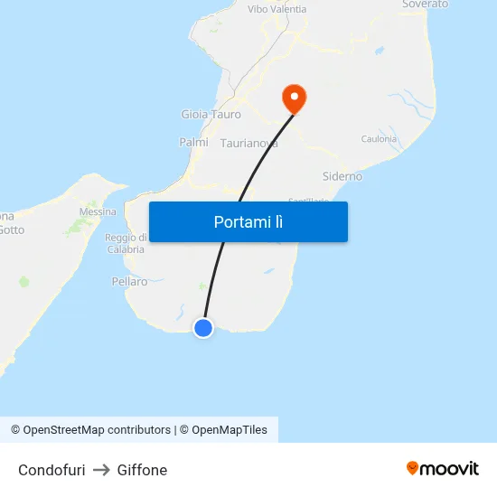 Condofuri to Giffone map